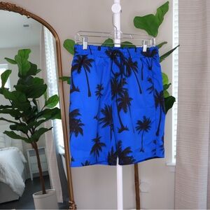 Blue Palm Tree Men's Swim Shorts
